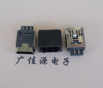 杭州MINI USB 5Pin接口 带护套焊线母座 B型180度铜壳