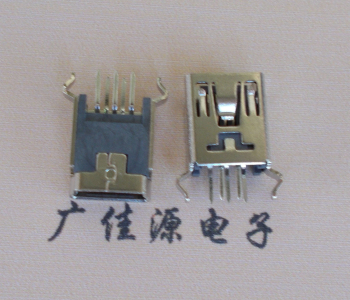 杭州MINI USB5p母座|B型口180度|直插弯脚