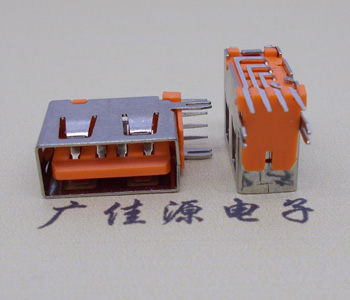 杭州USB 短体10.0接口 侧插4p母座 橙色胶芯鱼叉脚直边
