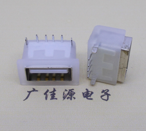 杭州卧式后两脚DIP插板USB AF 2.0防水母座,反向插A公头连接器