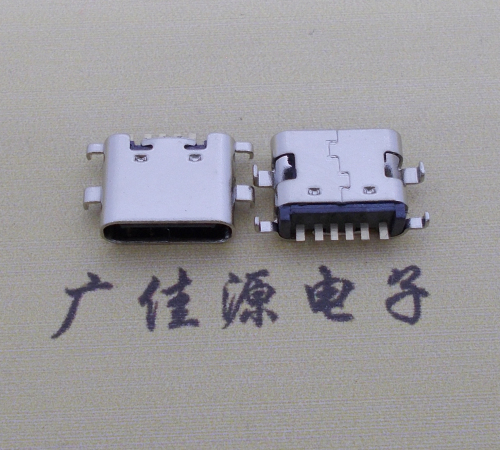 杭州简易充电type c6P母座沉板1.6mm接口