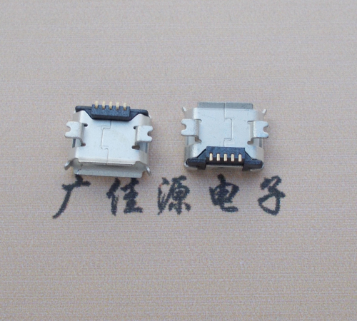 杭州Micro USB 5PIN接口,B型垫高0.9mm鱼叉脚贴片雾锡卷边