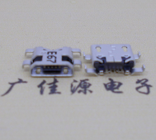 杭州Micro usb 反向沉板1.2mm接口四脚插直边无导位