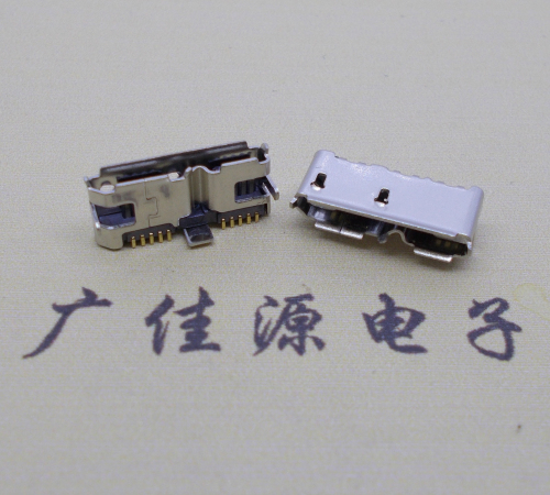 杭州 双接口micro usb3.0母座有卷边10pin三个固定脚插板